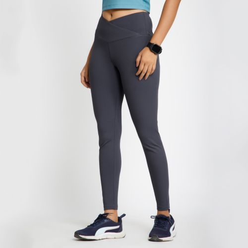Riyu Women'S Polyester Grey High Rise Waistband Crossfit Leggings