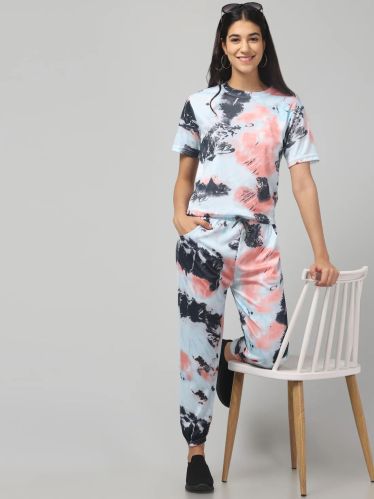 Breathable Fabric Tie-Dye Ladies Pastel Breeze Night Suit