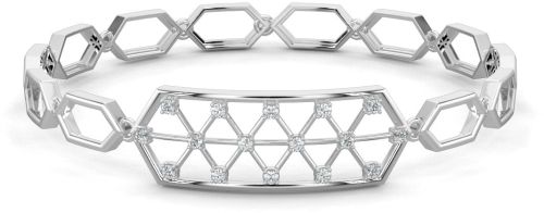 Polished 10K Gold Diamond Crystalline Hex Bracelet, Color : Silver
