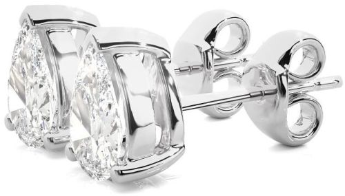 10K White Gold Heart Diamond Stud Earrings