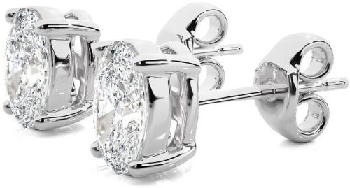 10K White Gold Round Diamond Stud Earrings