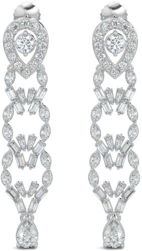 10K White Gold Marquise Diamond Chandelier Drop Earrings