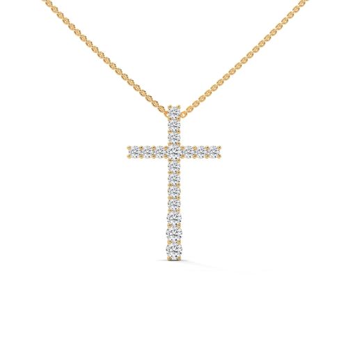 14K Gold Diamond Cross Pendant, Color : Golden