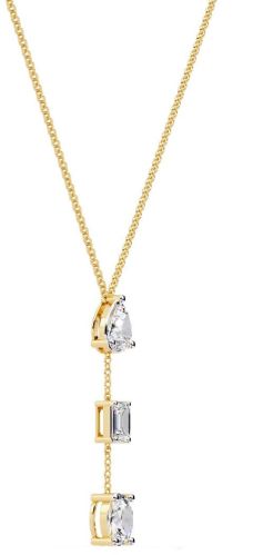 14K Gold Diamond Dangle Drop Necklace, Color : Golden