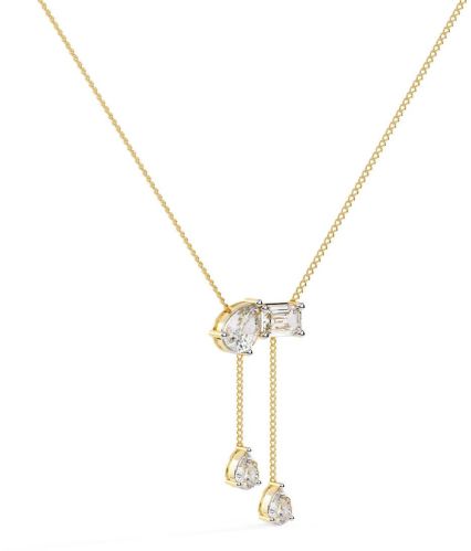 Polished 14K Gold Diamond Lariat Pendant, Color : Golden, White