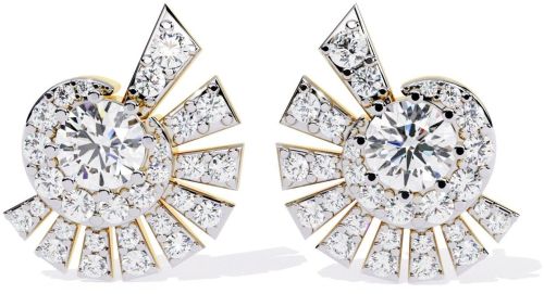 14k Gold Natural Diamond Stud Earrings, Color : Golden