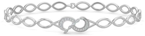 10K White Gold Interlocked Diamond Bracelet, Gender : Female