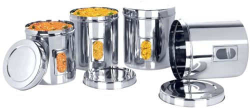 Polished Stainless Steel Storage Boxes Set, Color : Silver