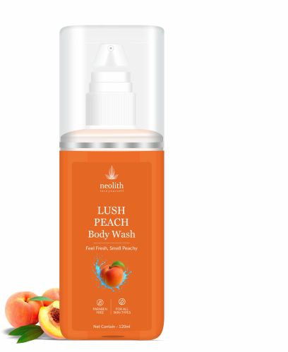 Neolith Lush Peach Body Wash 130ml, Color : Orange, Form : Liquid