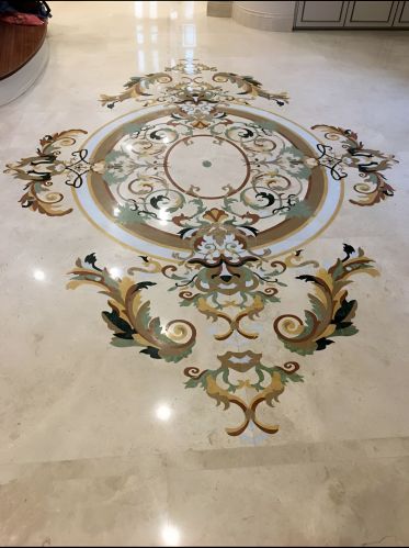 Polished Marble Inlay Flooring, Shape : Square