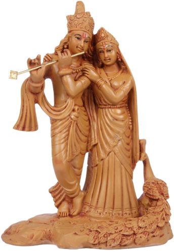 Non Printed Wooden Resin Krishna Statue 6 Inches