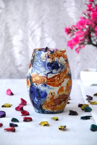 6 Inch Marble Dholak Table Lamp, Color : Multiple Color