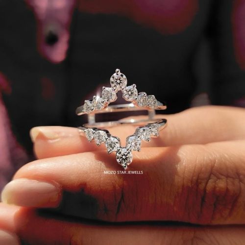 925 Sterling Silver Round Cut Moissanite Ring, Color : Colorless