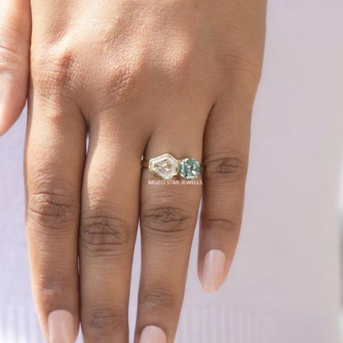 Shield Cut Moissanite Ring