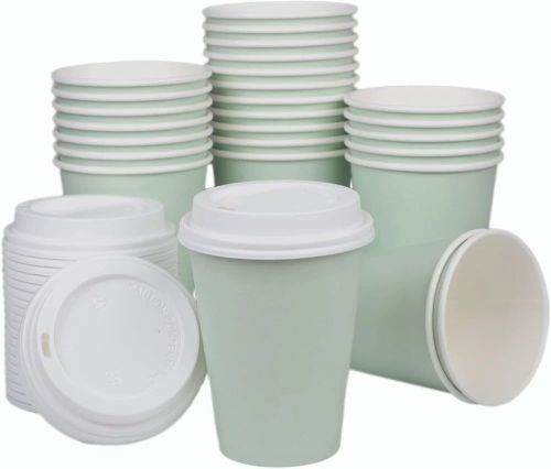 10oz Premium Plain Paper Cups with Lids