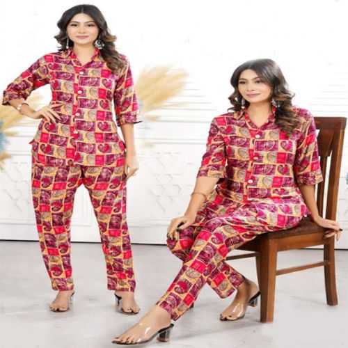 Ladies Rayon Co Ord Set, Color : Multi Color