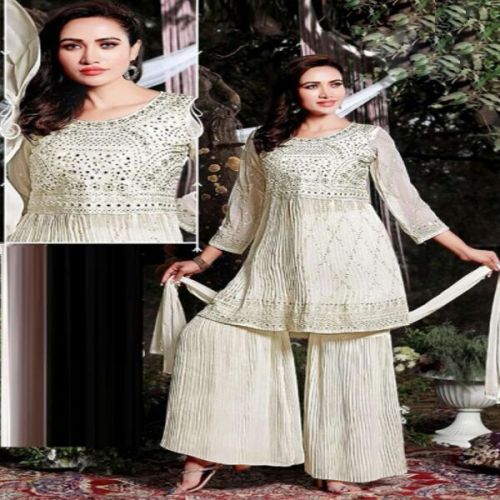 Georgette Embroidered Ladies Sharara Suits Party Wear