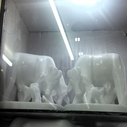 Polished Plain Marble Cow & Calf, Color : White Standard