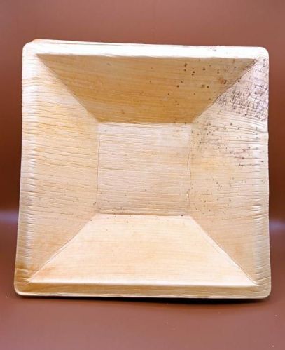 Areca Palm Leaf Square Bowl, Color : Light Brown for Food Serving