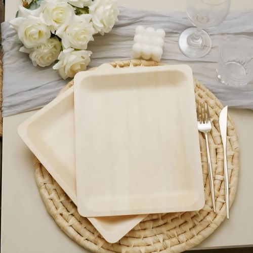 Barkwood Rectangular Plate, Color : Light Brown for Dining