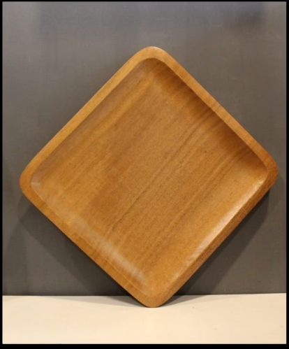 Polished Brown Barkwood Square Plate for Dining
