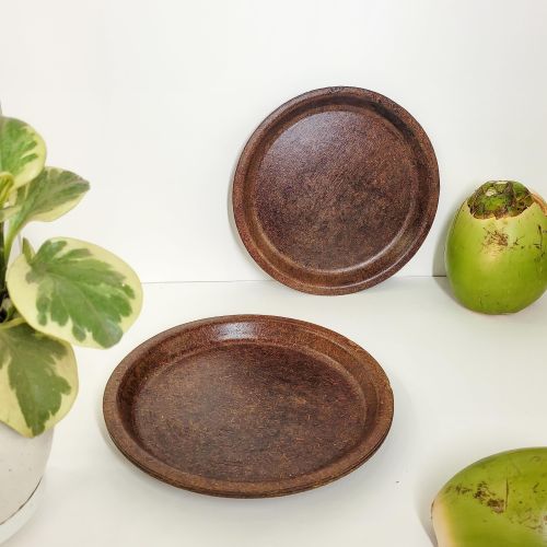 Brown Coconut Round Plate for Food Serving