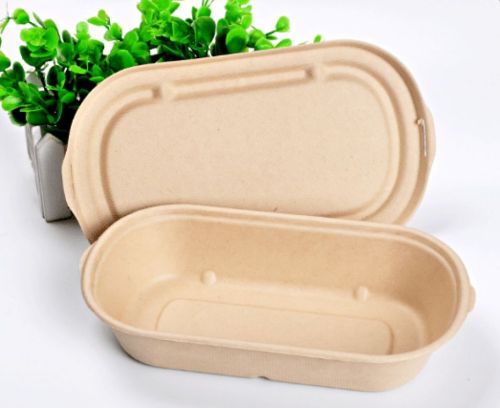 Cornstarch Curved Food Container, Color : Light Brown