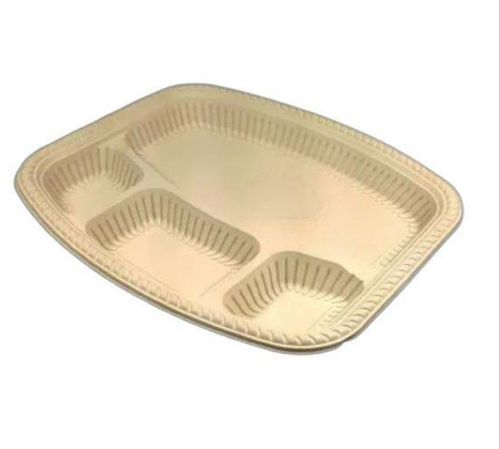 Cornstarch Multi Compartment Plate, Color : White for Food Serving