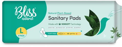 Bliss Natural Large Sanitary Pads, Packaging Type : White