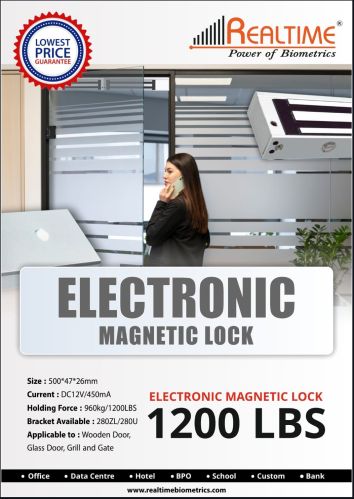 Metal Realtime Electronic Magnetic Lock, Color : Silver 500x47x26mm