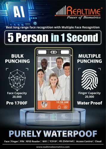 Plastic Metal Realtime Pro 1700F Biometric Machine, Color : Black