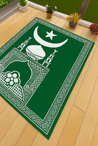 Printed Green Premium Polypropylene Prayer Mat 2x4 Ft