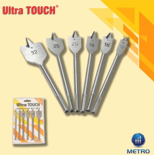 Ultra Touch Steel Flat Wood Bit, Color : Grey