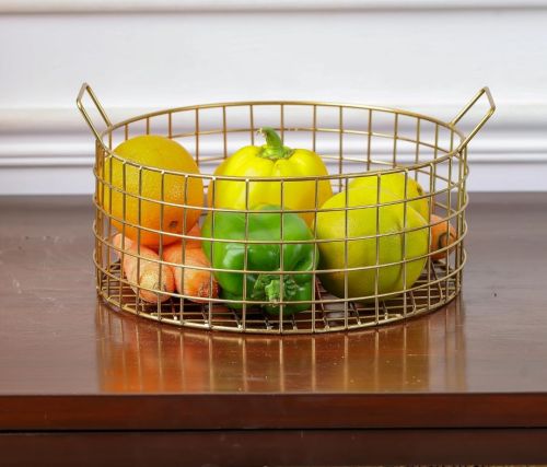 Color Coated MTD31 Metal Multipurpose Wire Basket, Color : Golden