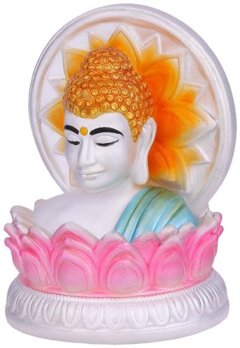 Sunbera Polished 925 Silver Flower Gautam Buddha Statue Modern