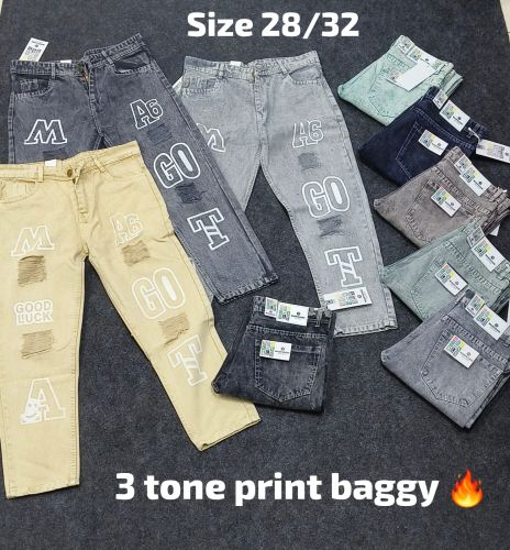 Unisex Printed Denim Baggy Jeans, Brand Name : Manpasand 28 & 32