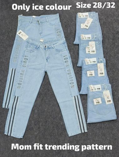 Unisex Ice Blue Mom Fit Denim Jeans