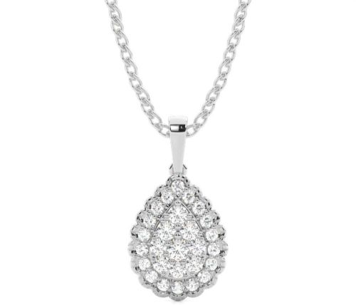 1.50Ct Round Cut Lab Diamond Cluster Pendant 14K White Gold