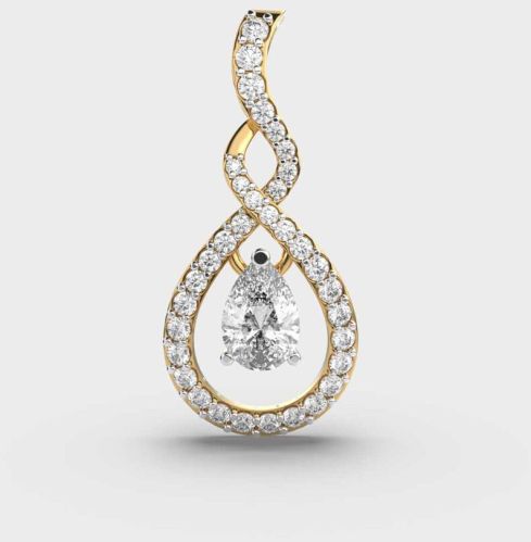 1.75 Carat Pear Cut Lab Diamond Pendant 14K Gold VS1 Clarity E Color