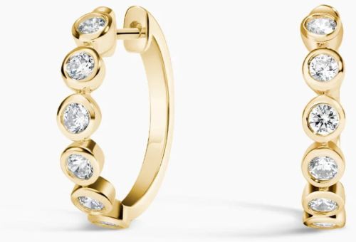 1 Carat Round Cut Lab Grown Diamond Hoop Earring 14K Yellow Gold