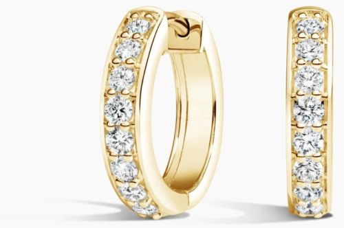 1Ct Round Cut Lab Diamond Hoop Earring 14K Yellow Gold Vs Clarity E Color