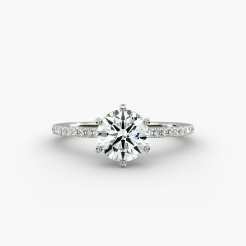 2.50 Carat Round Cut 6 Prong Lab Diamond Solitaire Accent Wedding Ring Vvs Clarity E Color