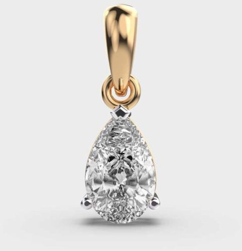 2 Carat Pear Cut Lab Diamond Classic Pendant 14K Yellow Gold VS2 Clarity E Color