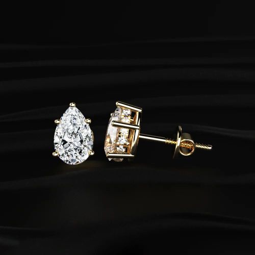 2 Carat Stud Earring Lab Diamond Pear Cut Vvs Clarity D Color
