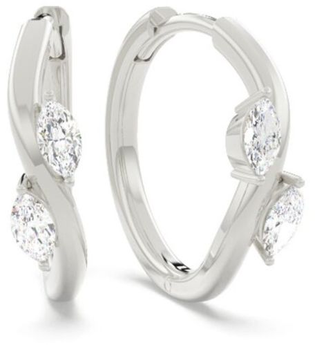 2 Marquise Cut Lab Diamond Hoop Earring 14K White Gold VS1 Clarity D Color