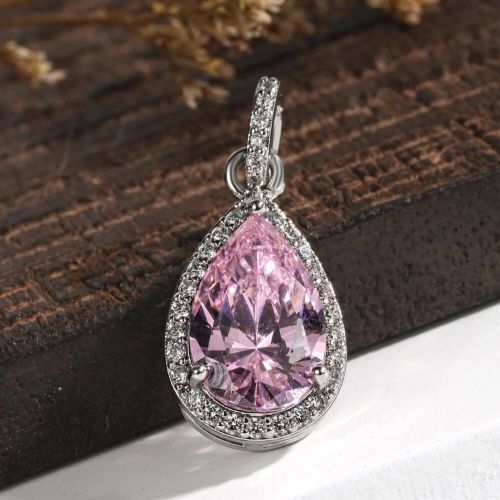 3.20Ct Pear and Round Cut Lab Diamond Halo Pendant 14K White Gold