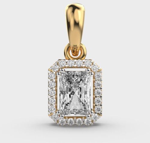 3.50 Carat Radiant Cut Lab Diamond with Halo Pendant VS2 Clarity E Color