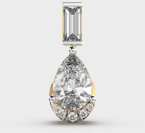 3 Carat Pear Cut Lab Diamond Pendant 14K Gold VS2 Clarity F Color