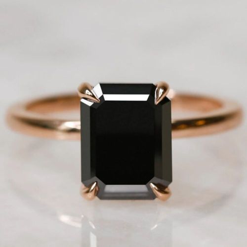 3Ct Radiant Cut Natural Black Diamond Solitaire Engagement Ring