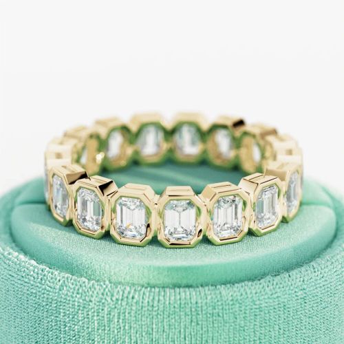 4Ct Emerald Cut Lab Diamond Full Eternity Wedding Band 14K Gold